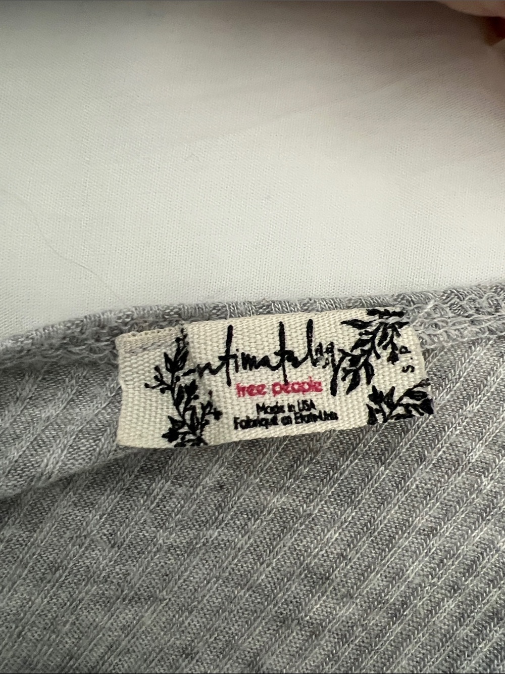 Intimately Free People Ribbed Light Gray Ruffle-Hem Crop Tank - Picture 2 of 3